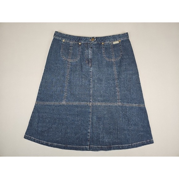 Woolrich Dresses & Skirts - Woolrich Denim Jean Skirt Women's 14 Midi Paneled A-Line Boho Western Festival